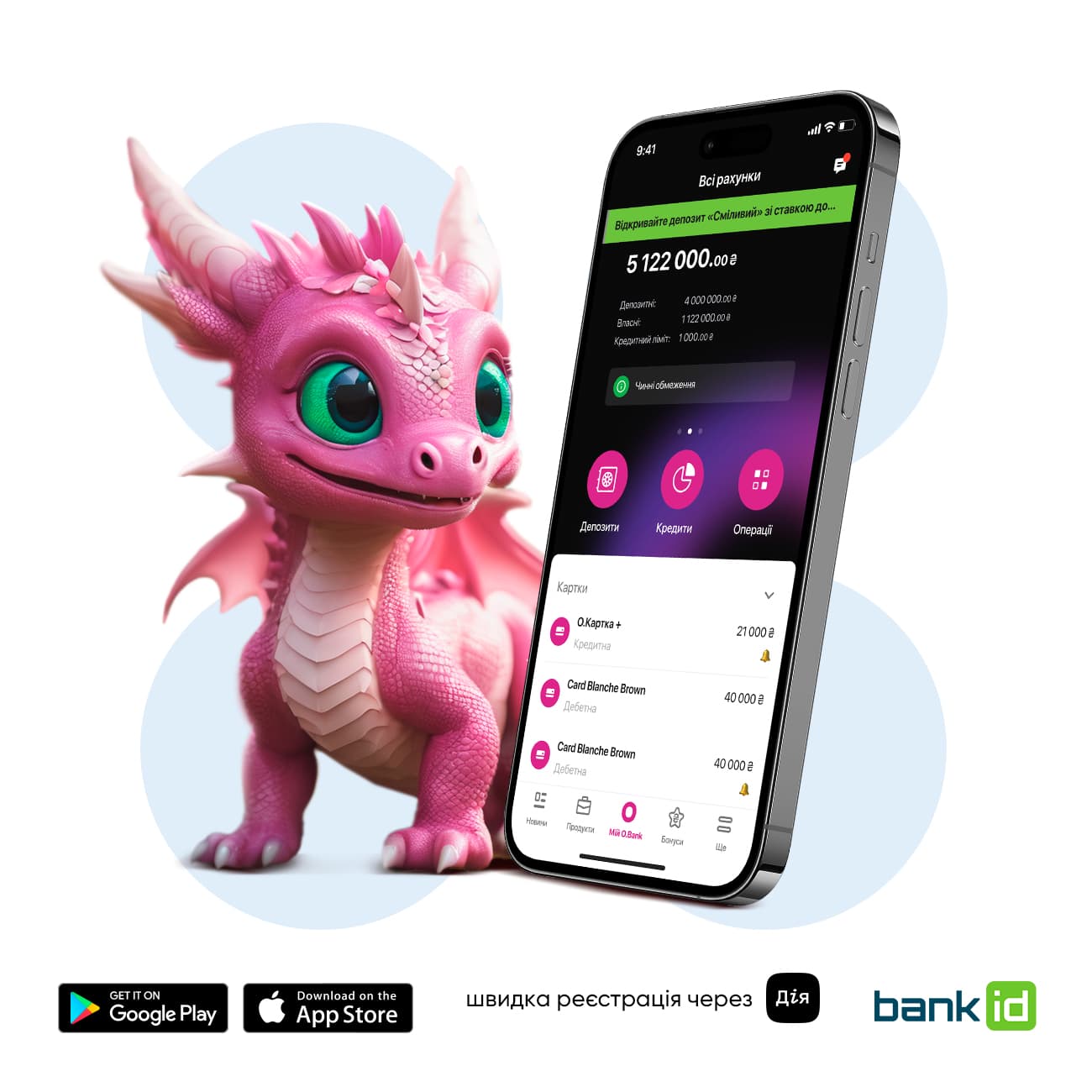 Покупка валюти онлайн в O.Bank